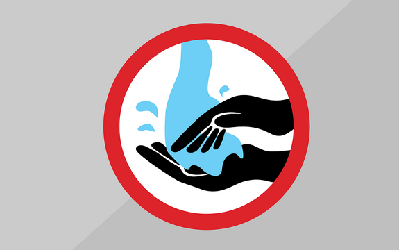 Hygieneplan für Gaststätten, Schild mit waschenden Händen