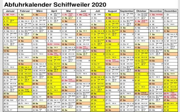 Abbildung Abfuhrkalender Gemeinde Schiffweiler.