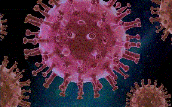Vergrößerung eines Covid-19 Virus